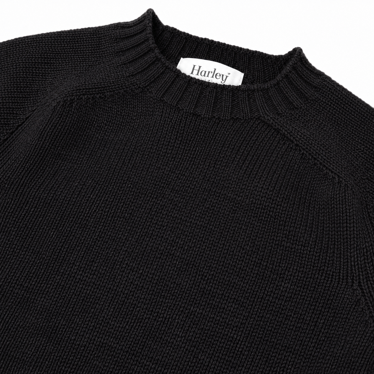 Harley of Scotland Herren-Wollpullover Black Vorderansicht
